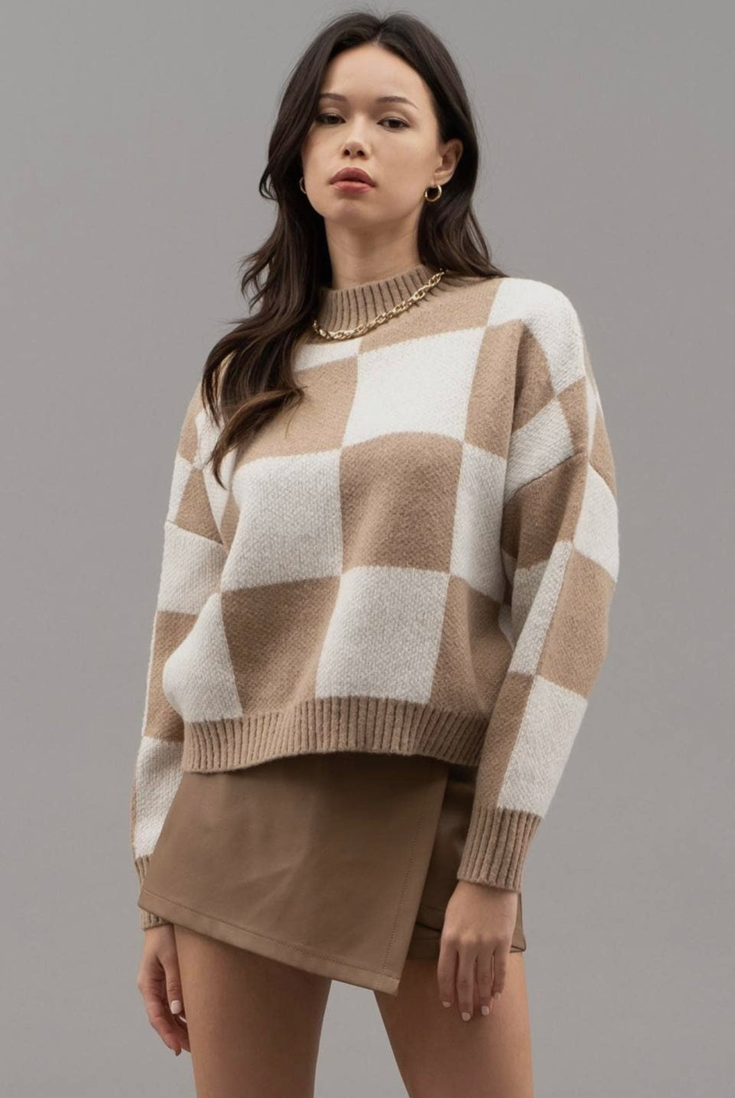 Checkered Sweater - C&C Boutique
