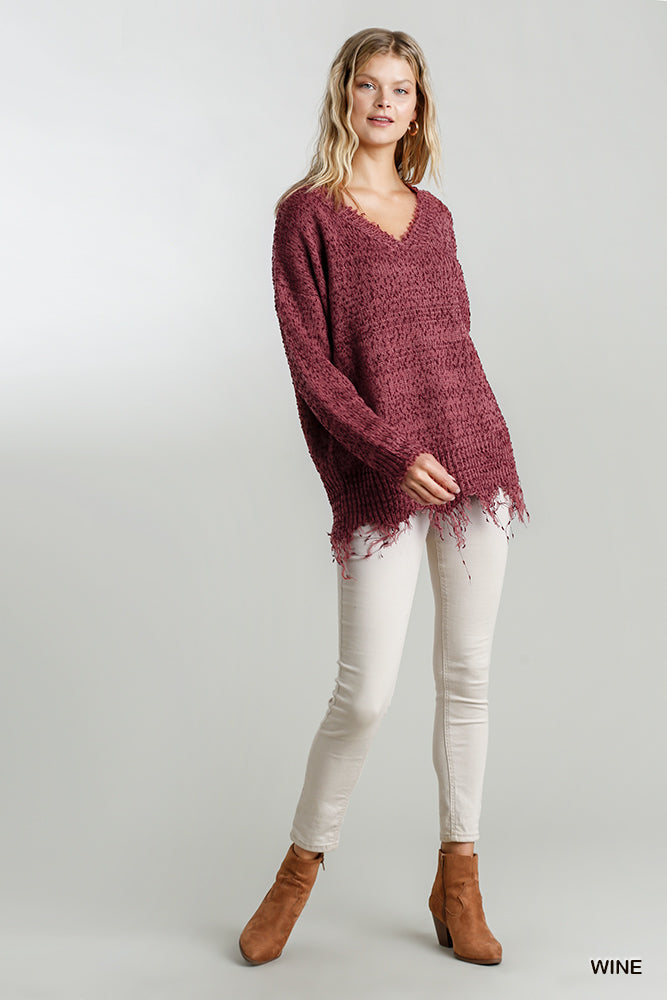 Frayed Hem Sweater - C&C Boutique