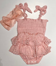 Load image into Gallery viewer, Kids Ellie Lace Romper + Bow - C&amp;C Boutique
