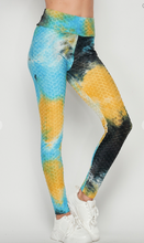 Load image into Gallery viewer, TIE DYE HIGH WAIST BRAZILIAN BUTT LIFTING LEGGINGS- BLUE/YELLOW/BLACK - C&amp;C Boutique
