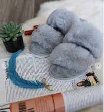 Load image into Gallery viewer, SUPER SOFT FAUX FUR GRAY SLIPPERS - C&amp;C Boutique
