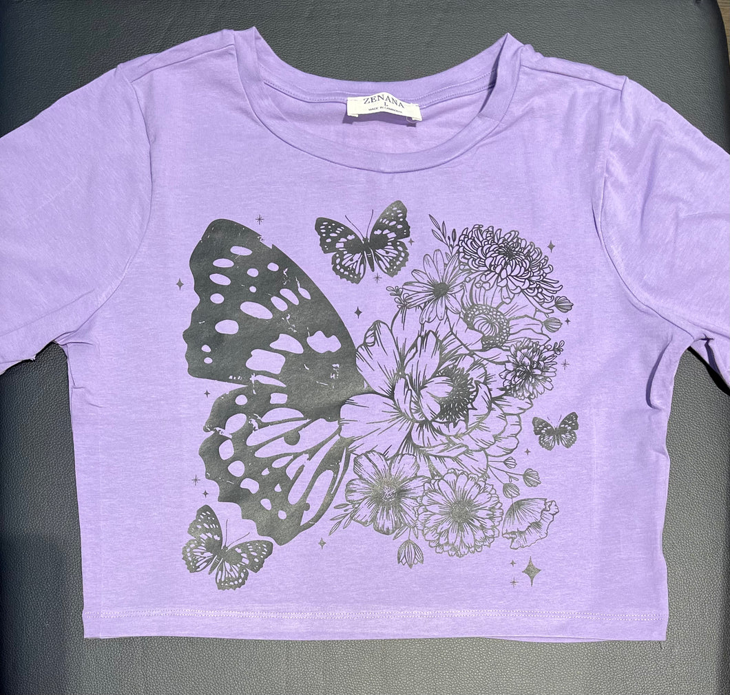 Butterfly Cropped Tee - C&C Boutique