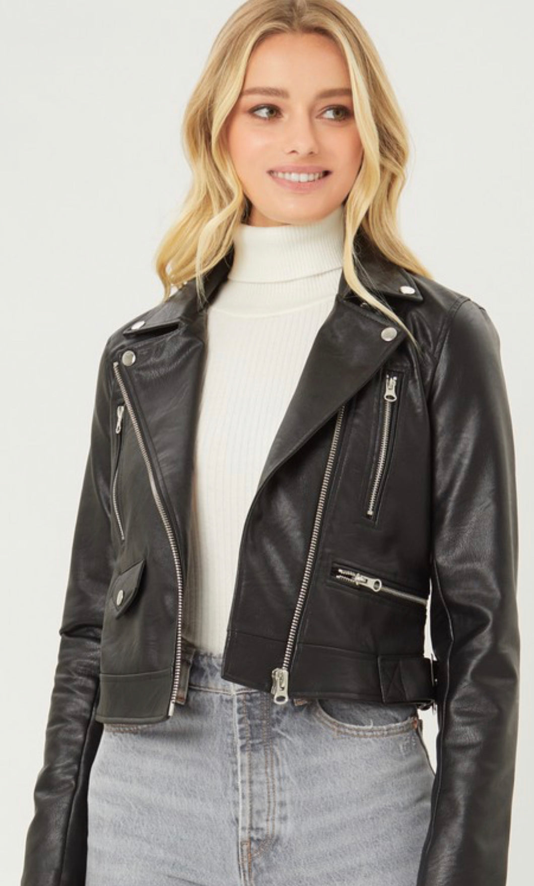 Faux Leather Moto Jacket - C&C Boutique