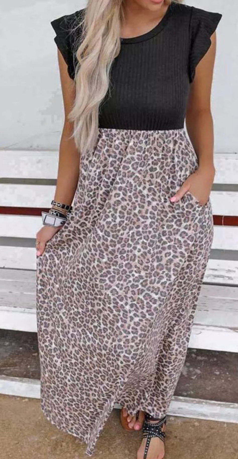 Leopard and Black Maxi Dress - C&C Boutique